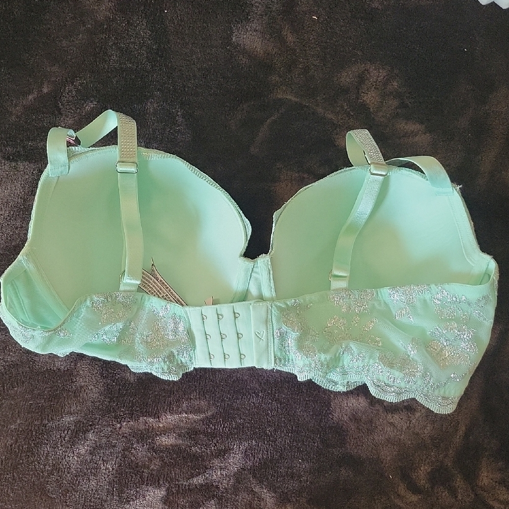 Elegant Lace Underwire Bra - Mint Green - Picture 4 of 5